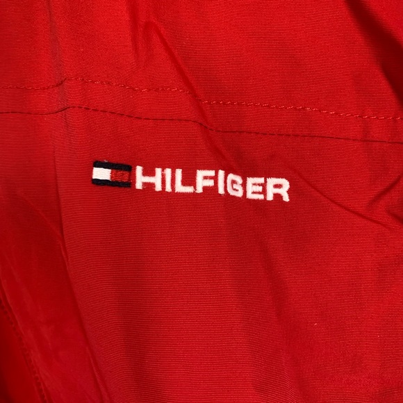 Women’s Red Tommy Hilfiger Zip up Nylon Jacket with Hood Medium - Picture 3 of 9
